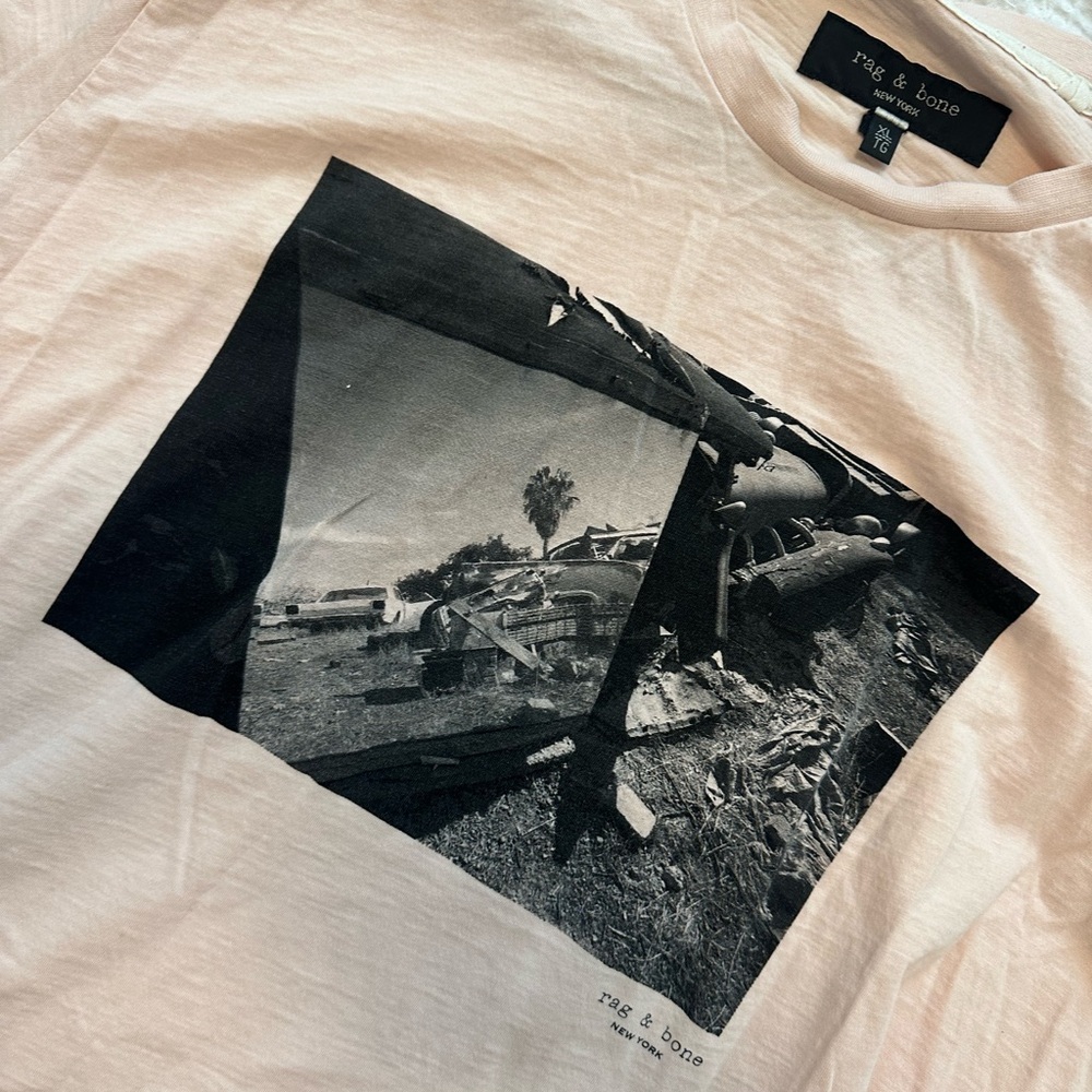 Rag & Bone Soft Pink and Black Tee